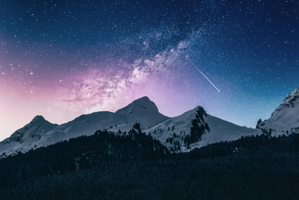 Stars above a mountain landscape